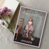 ローズウッドピンクハッピーバースデー名前をカスタムする&写真 ポストカード