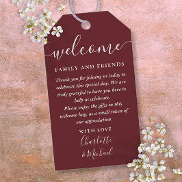 ローズウッドピンク結婚式の引き出物ウェルカムバスケットバッグ ギフトタグ
