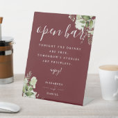 ローズウッドピンク エレガントグリーン フラワープランオープン バー 台座サイン (インサイチュ)