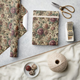 ローズウッド火葬場 – ゴシック様式のフローラバンダナ ラッピングペーパー