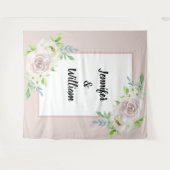 ローズウッド ソフト マウブ 花水彩 ローズ ウェディング タペストリー (正面(横))