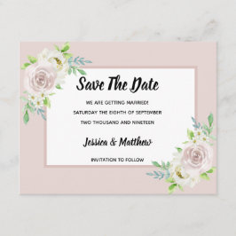 ローズウッド ソフト マウベ フローラル ウォーターカラー ローズ ウェディング セーブザデート