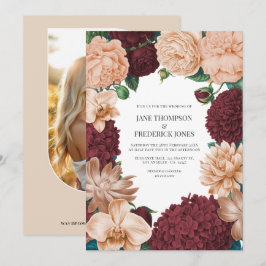 ローズウッド、テラコッタブロッサム&アプリコットシルクの結婚式 招待状