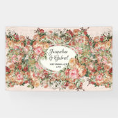 ローズエレガントブーケピンクヴィンテージブライダルシャワー 横断幕 (横)