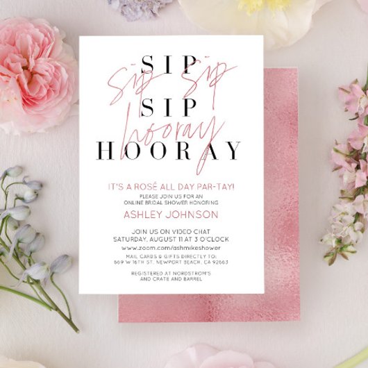 ローズオールデイ タイポグラフィー バーチャル ブライダルシャワー 招待状