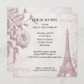 ローズカラーのエッフェル塔 ブライダルシャワーの招待状 招待状 (正面/裏面)