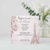 ローズカラーのエッフェル塔 ブライダルシャワーの招待状 招待状 (スタンド正面)