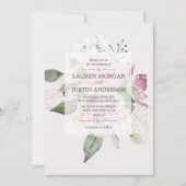 ローズガーデンのエレガントな花の結婚式招待状 招待状 (正面)