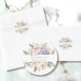 ローズガーデンスイートバタフライ ピンクベイビーガールシャワー スクエアシール