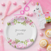 ローズガーデン - あなたのメッセージを追加 ペーパープレート (パーティー)