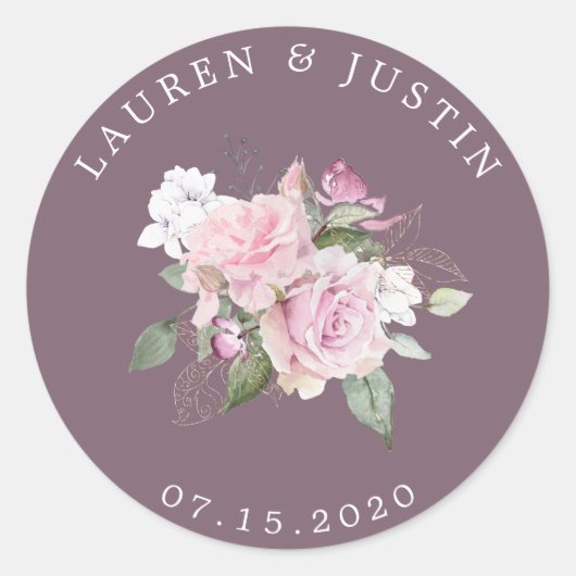 ローズガーデン エレガントな花のモノグラム ステッカー (正面)