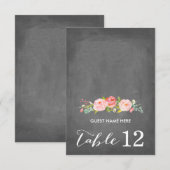 ローズガーデン フローラル ウェディング ブラックボード エスコート カード (正面/裏面)