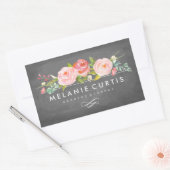 ローズガーデン フローラル チョークボード ビジネス 長方形シール (封筒)