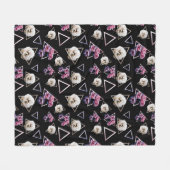 ローズクォーツおよびピンクの電気石の暗闇の花柄 フリースブランケット (正面(横))