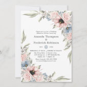 ローズクォーツとセレニティ フローラル リハーサル ディナー 招待状 (正面)