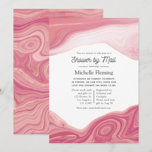 ローズクォーツとブッシュ ストラタ シャワーメール便 招待状 (正面/裏面)