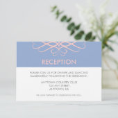 ローズクォーツとブルー、エレガントな花飾り ウェディング エンクロージャーカード (スタンド正面)