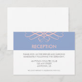 ローズクォーツとブルー、エレガントな装飾のウェディング エンクロージャーカード (正面/裏面)