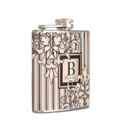 ローズクォーツのダマスク織のストライプなモノグラムのガーリーなニュートラル フラスク (右)