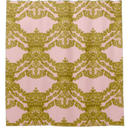 ローズクォーツのバロック式のガーリーでフランスのなパターン シャワーカーテン