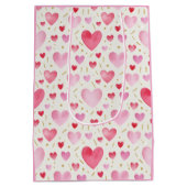 ローズクォーツのロマンス:水彩ハート&ゴールド ミディアムペーパーバッグ (裏面)