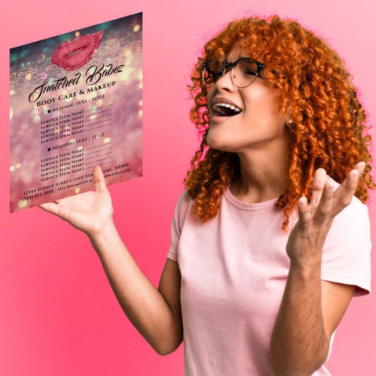 ローズグリッターキッスリッププライスリストメイクフライヤー チラシ