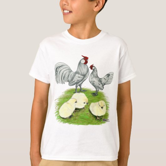ローズコームバンタムとひよこ Tシャツ (正面)