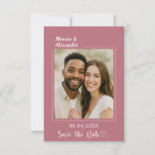 ローズゴールドとアイボリーの結婚式フォトSave the Date セーブザデート (正面)