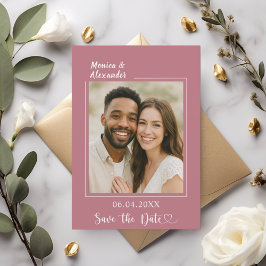 ローズゴールドとアイボリーの結婚式フォトSave the Date セーブザデート
