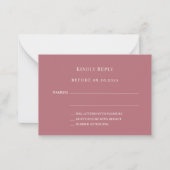 ローズゴールドとアイボリーの結婚式RSVP ノートカード (正面)