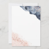 ローズゴールドとネイビーブルーの水彩ジェンダー・リベール 招待状 (裏面)