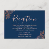 ローズゴールドとネイビーブルーの結婚式の披露宴 エンクロージャーカード (正面)