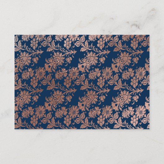 ローズゴールドとネイビーブルーの結婚式の披露宴 エンクロージャーカード (裏面)