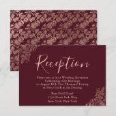 ローズゴールドとバーガンディの結婚式の披露宴 エンクロージャーカード (正面/裏面)