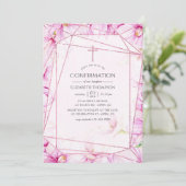 ローズゴールドとピンクのマグノリア幾何学的な確認 招待状 (スタンド正面)