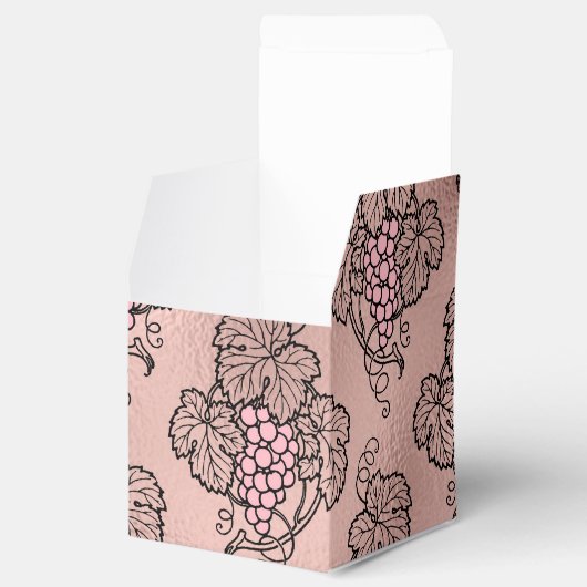 ローズゴールドとピンクのワインモチーフ フェイバーボックス (オープン)