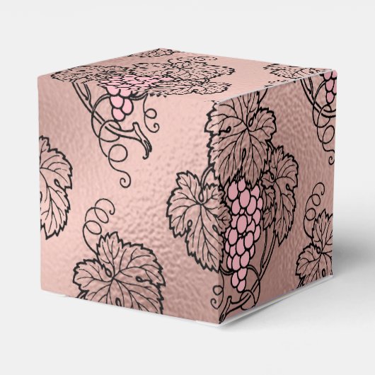 ローズゴールドとピンクのワインモチーフ フェイバーボックス (裏面サイド)