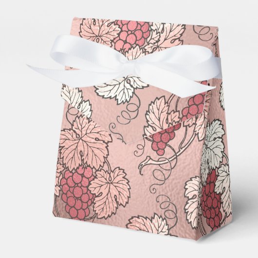 ローズゴールドとピンクのワインモチーフ フェイバーボックス (正面サイド)