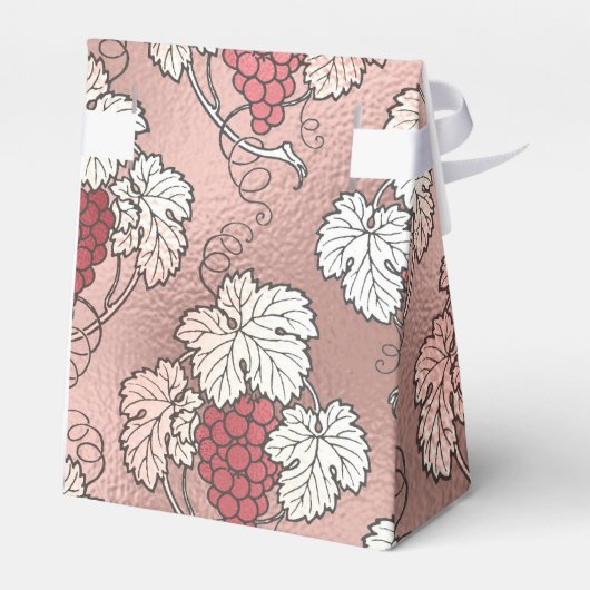ローズゴールドとピンクのワインモチーフ フェイバーボックス (裏面サイド)