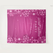 ローズゴールドとピンクの背景 冬のスイート16 タペストリー (正面(横))