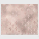 ローズゴールドとフラッシュピンクのフルール・ド・リス柄 ラッピングペーパー (フラット)