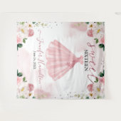 ローズゴールドとフラワーのブラッシュドレス スイート16 背景 タペストリー (正面(横))