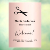 ローズゴールドとブッシュのヘアスタイリストの営業時間歓迎 ウィンドウサイン (シート3)