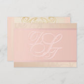ローズゴールドとブッシュのモノグラム感謝カード 招待状 (正面/裏面)