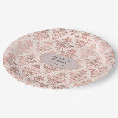 ローズゴールドとブッシュの箔 ヴィンテージ ダマスク ウェディング ペーパープレート (アングル)