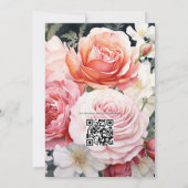 ローズゴールドとブッシュの花のウェディング 招待状 (裏面)