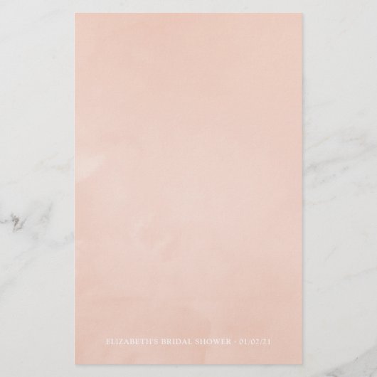 ローズゴールドとブッシュピンクのウェディングシャワー ビンゴ (裏面)