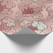 ローズゴールドとブッシュピンクのフランスワインをテーマにした ラッピングペーパー (角)