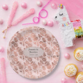 ローズゴールドとブッシュ フローラル フォイル ウェディング ペーパープレート (パーティー)