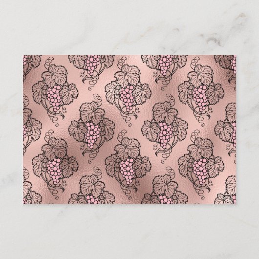 ローズゴールドとブッシュ ワインをテーマにした結婚式の披露宴 エンクロージャーカード (裏面)